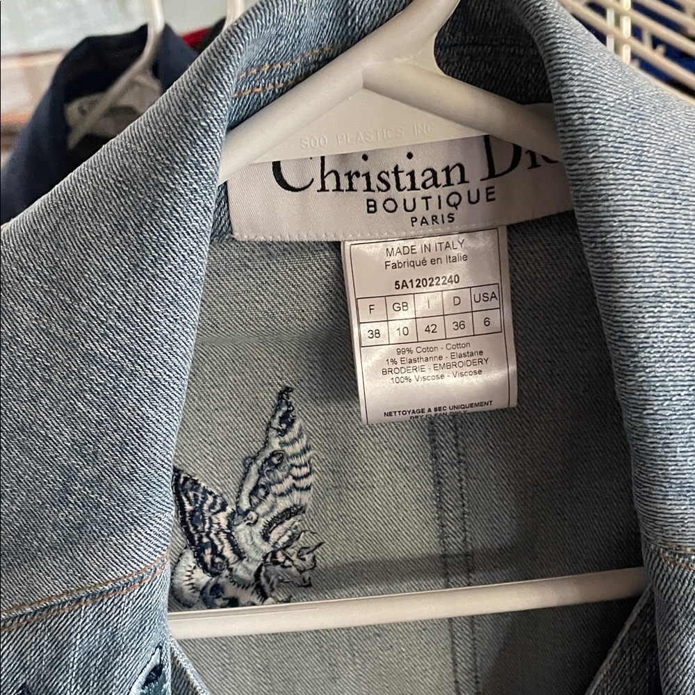 CHRISTIAN DIOR Embroidered flower butterfly Denim Jacket - Picture 10 of 17